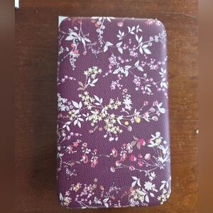 Faux Leather Purple Floral Clutch Wallet